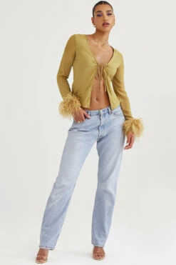 Olive Trimmed Top -Traumhafte Kleider claudia 3rrr