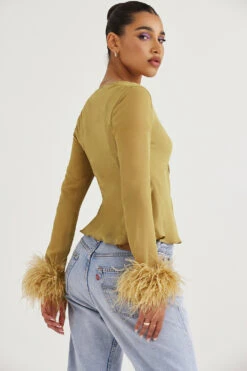 Olive Trimmed Top -Traumhafte Kleider claudia 7rrr