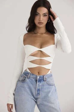 White Cutout Bodysuit -Traumhafte Kleider danica 3