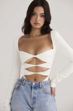 White Cutout Bodysuit -Traumhafte Kleider danica 4