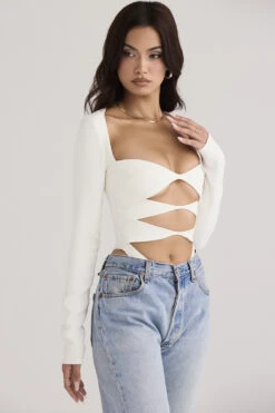 White Cutout Bodysuit -Traumhafte Kleider danica 5