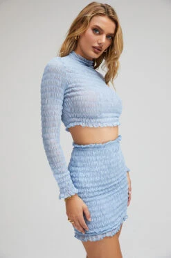 Mistress Rocks 'Delight' Powder Blue Shirred Crop Top -Traumhafte Kleider delightsmiles 5