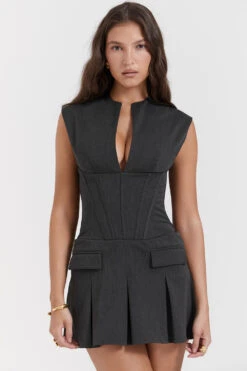 Charcoal Pleated Corset Dress -Traumhafte Kleider eleanor 5