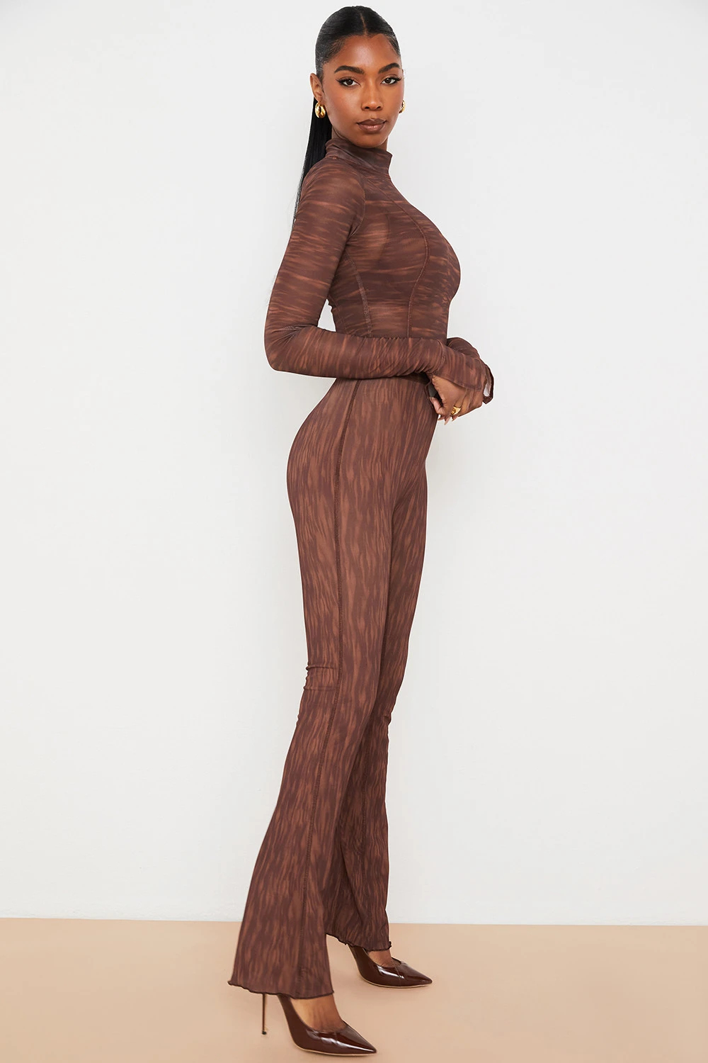 Chocolate Print Mesh Flared Trousers 8 Chocolate Print Mesh Flared Trousers – Bild 6