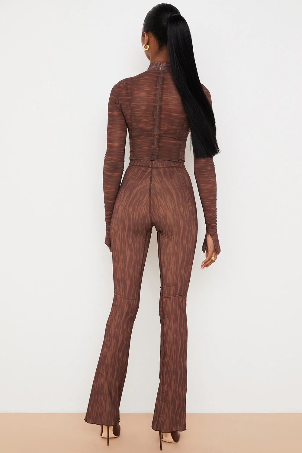 Chocolate Print Mesh Flared Trousers 11 Chocolate Print Mesh Flared Trousers – Bild 9