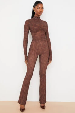 Chocolate Print Mesh Flared Trousers 21 Chocolate Print Mesh Flared Trousers -Traumhafte Kleider eleanorsb7292a 3
