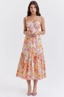 Ivory Floral Midi Sundress -Traumhafte Kleider elia 1b