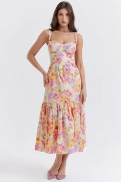 Ivory Floral Midi Sundress -Traumhafte Kleider elia 3b
