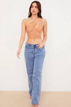 Beige Gathered Mesh Corset -Traumhafte Kleider eliana 9d