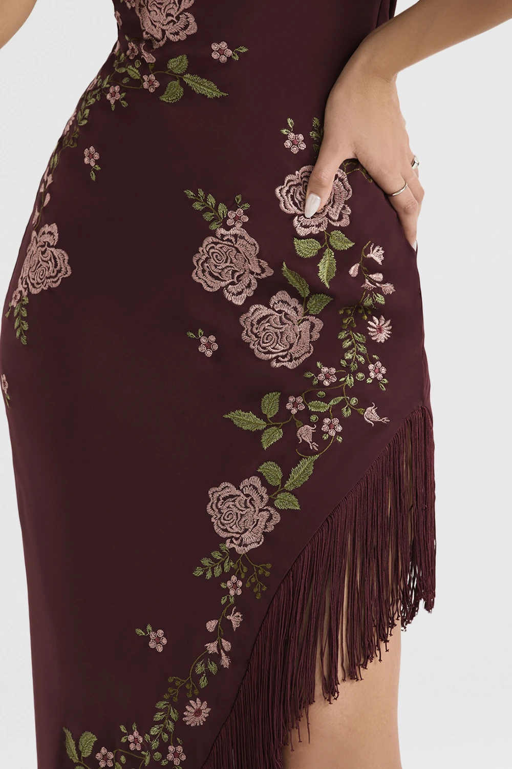 Wine Embroidered Midi Dress 10 Wine Embroidered Midi Dress – Bild 8