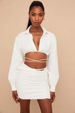 Off White Wrap Around Cropped Shirt -Traumhafte Kleider emmyiris 9