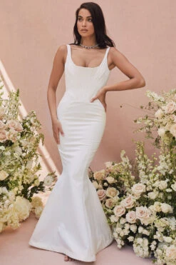 Ivory Satin Mermaid Bridal Gown - Limited Edition -Traumhafte Kleider estelle white 14