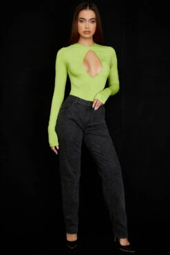 Lime Green Cutout Bodysuit -Traumhafte Kleider estrelle 2