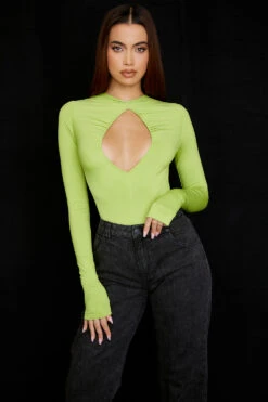 Lime Green Cutout Bodysuit