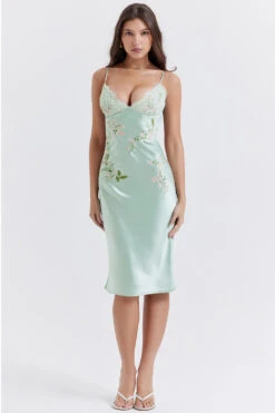 Light Jade Embroidered Slip Dress -Traumhafte Kleider fallon jj1