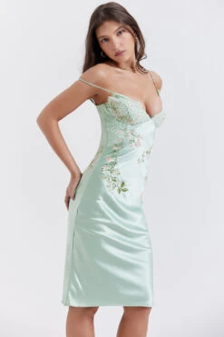 Light Jade Embroidered Slip Dress -Traumhafte Kleider fallon jj11