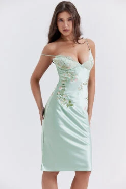 Light Jade Embroidered Slip Dress -Traumhafte Kleider fallon jj12