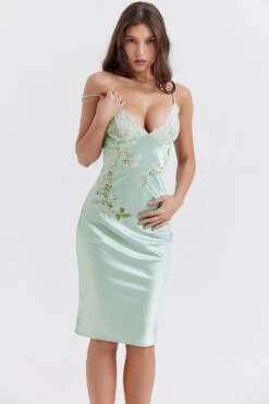 Light Jade Embroidered Slip Dress -Traumhafte Kleider fallon jj5