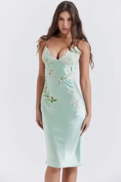 Light Jade Embroidered Slip Dress -Traumhafte Kleider fallon jj6
