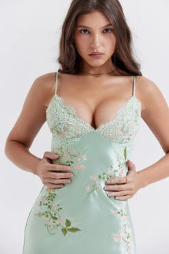 Light Jade Embroidered Slip Dress -Traumhafte Kleider fallon jj7