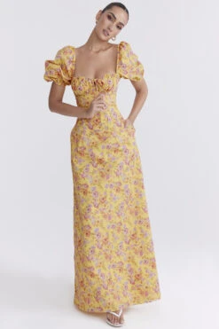 Butter Print Puff Sleeve Sundress -Traumhafte Kleider felizia b4a