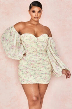 Lemon Floral Ruched Corset Dress -Traumhafte Kleider giovanna 11