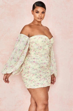 Lemon Floral Ruched Corset Dress -Traumhafte Kleider giovanna 12