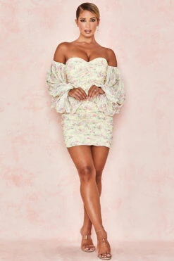 Lemon Floral Ruched Corset Dress -Traumhafte Kleider giovanna 2