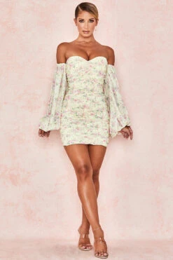 Lemon Floral Ruched Corset Dress -Traumhafte Kleider giovanna 3