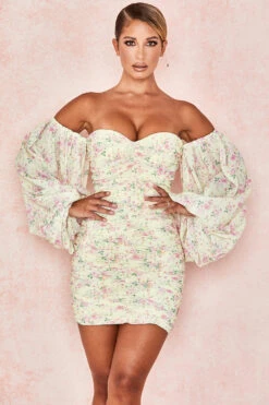 Lemon Floral Ruched Corset Dress -Traumhafte Kleider giovanna 5