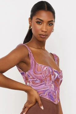 Purple Swirl Print Mesh Corset -Traumhafte Kleider gloriette 4t