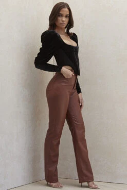 Tan Stretch Vegan Leather Trousers -Traumhafte Kleider graciesb5887a 11