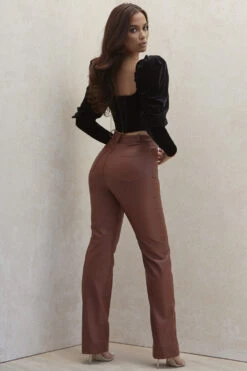 Tan Stretch Vegan Leather Trousers -Traumhafte Kleider graciesb5887a 13