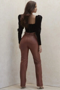 Tan Stretch Vegan Leather Trousers -Traumhafte Kleider graciesb5887a 14