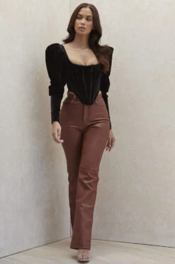Tan Stretch Vegan Leather Trousers -Traumhafte Kleider graciesb5887a 2