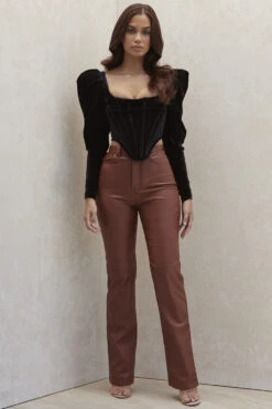 Tan Stretch Vegan Leather Trousers -Traumhafte Kleider graciesb5887a 3