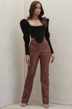 Tan Stretch Vegan Leather Trousers -Traumhafte Kleider graciesb5887a 4
