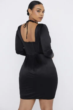 Black Disco Satin Corset Dress -Traumhafte Kleider grazia 13