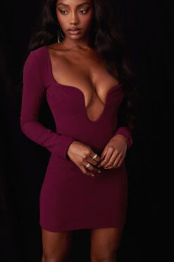 Merlot Plunge Corset Dress -Traumhafte Kleider grey 1601