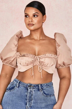 Camel Puff Sleeve Bralet -Traumhafte Kleider hedy 11d