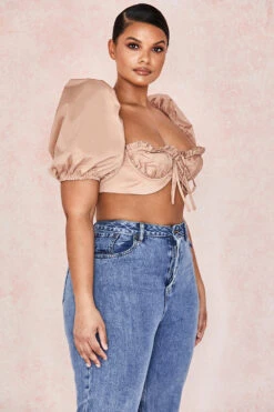 Camel Puff Sleeve Bralet -Traumhafte Kleider hedy 12c