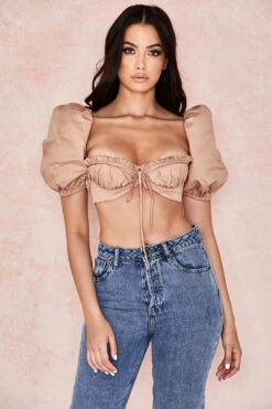 Camel Puff Sleeve Bralet -Traumhafte Kleider hedy 3