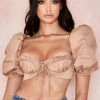 Camel Puff Sleeve Bralet -Traumhafte Kleider hedy 4a