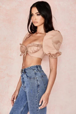 Camel Puff Sleeve Bralet -Traumhafte Kleider hedy 6