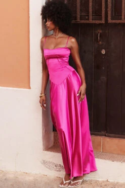 Fuchsia Lace Up Maxi Dress -Traumhafte Kleider houseofcb 5578