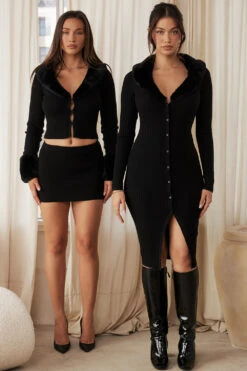 Black Faux Fur Trim Dress 26 Black Faux Fur Trim Dress -Traumhafte Kleider houseofcb lounge 1781