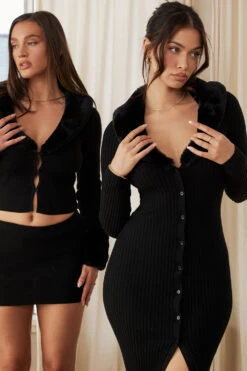 Black Faux Fur Trim Dress 27 Black Faux Fur Trim Dress -Traumhafte Kleider houseofcb lounge 1794