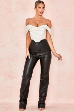 Black Stretch Vegan Leather Trousers -Traumhafte Kleider inaya 2