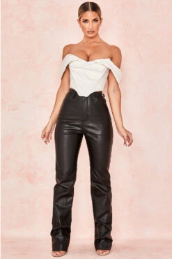 Black Stretch Vegan Leather Trousers -Traumhafte Kleider inaya 3