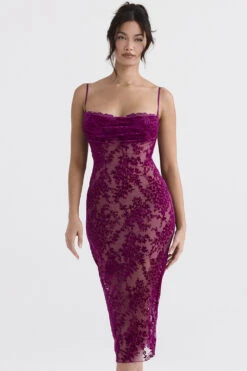 Cranberry Devore Midi Dress